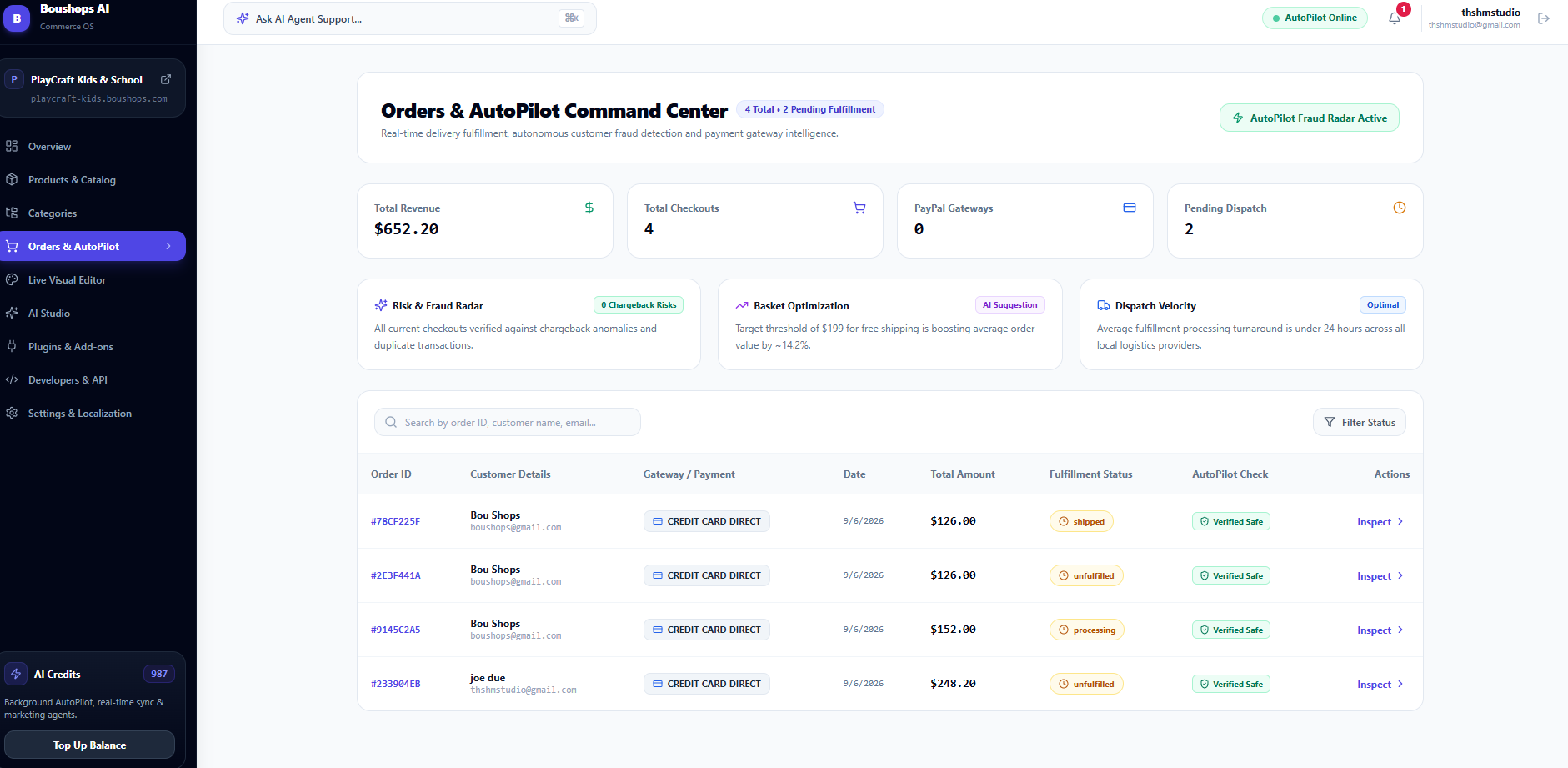 Orders and AutoPilot Center